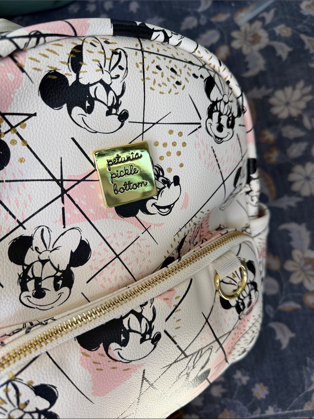Petunia Pickle Bottom White, Pink & Black Minnie Mouse Mini Backpack - Picture 2 of 5